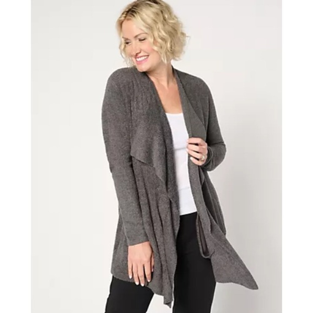 Barefoot Dreams Cardigan S/M Gray CozyChic Lite Draped Open Front Style 436